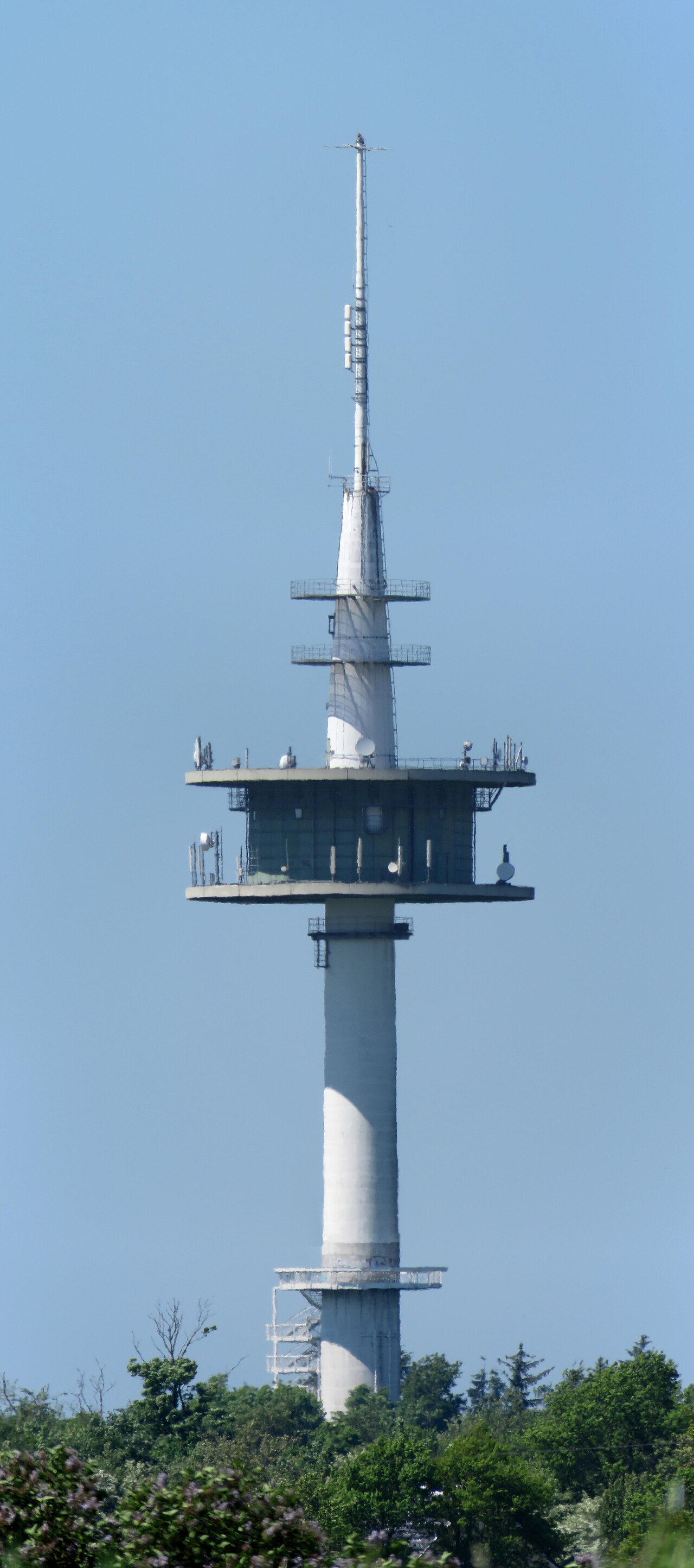 Blick auf den Fernmeldeturm in Bredstedt. Panoramabild aus mehreren Bildern. – Hundefreilauf Bredstedt
