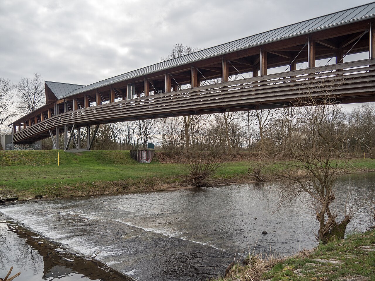 Covered Wooden Bridge over the Wiese River, Lörrach, Germany – GHSV Lörrach