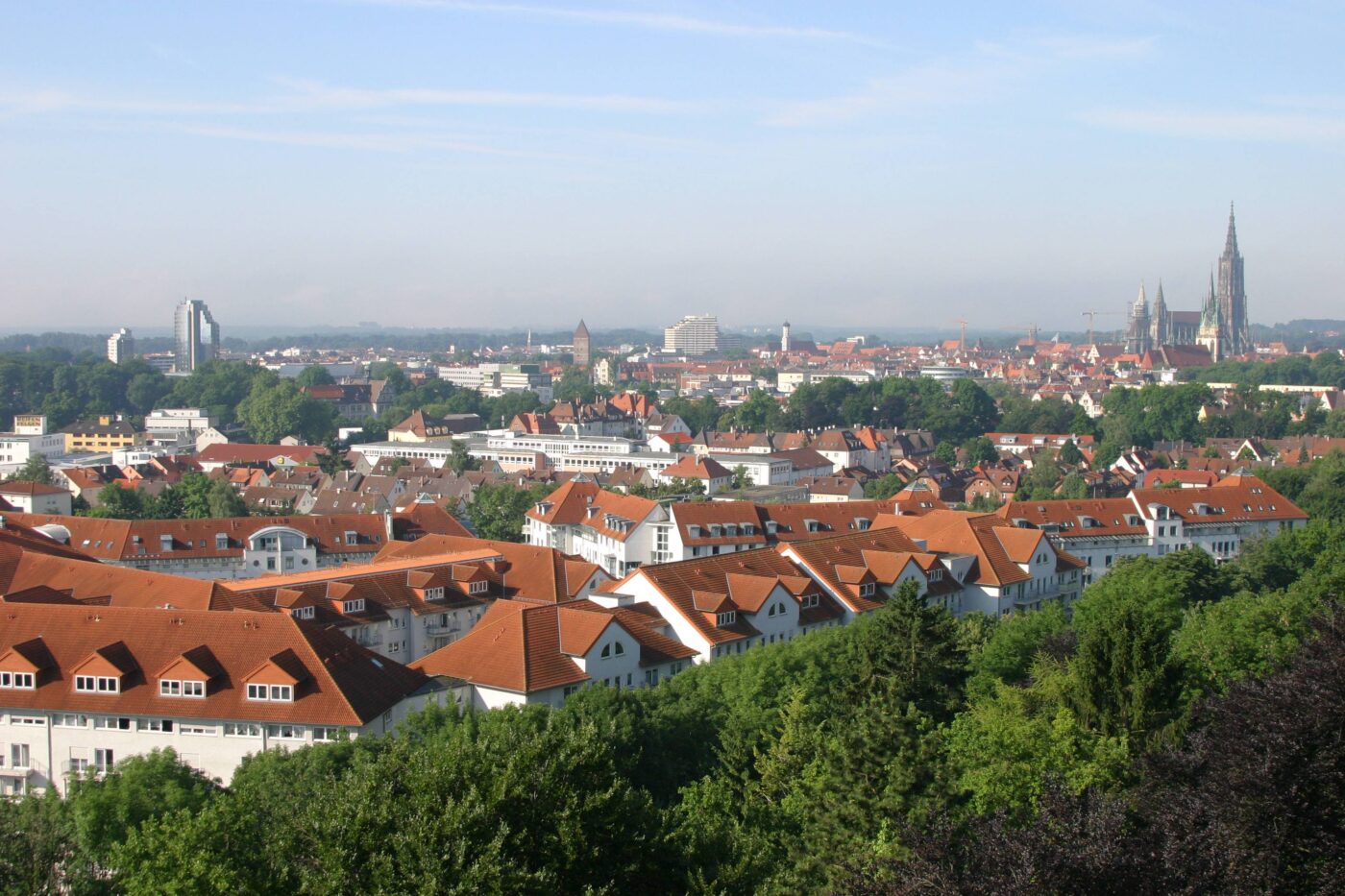 Blick auf Ulm – hundefreundliche Region rund um Residenz am Wald Hundeausbildung und Hundehotel